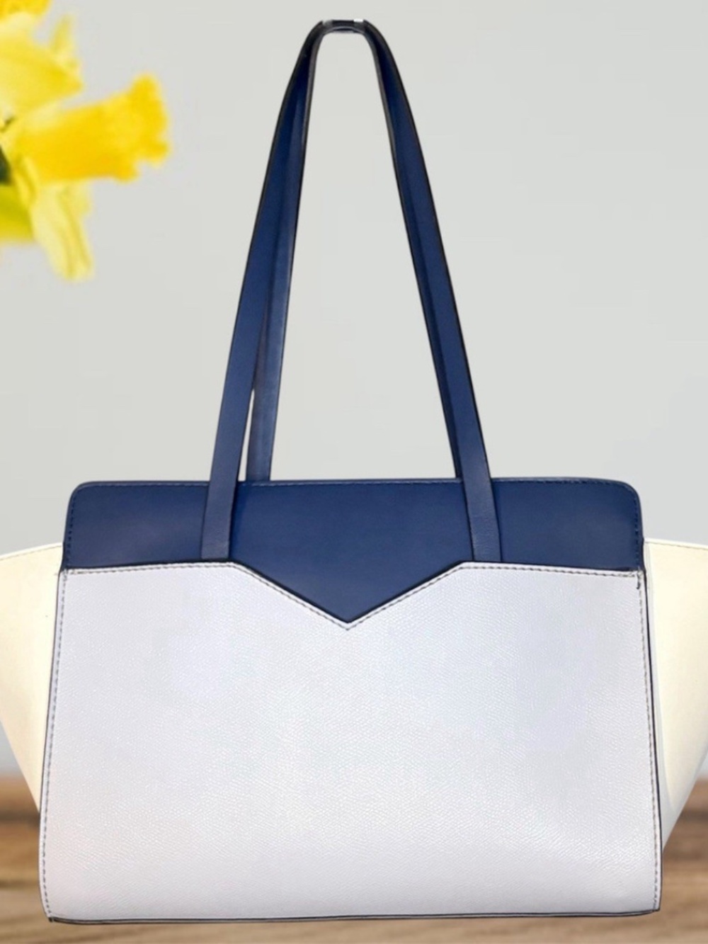 Y2K GUESS Large Tote Handbag White Dark Blue Light Blue Animal Print